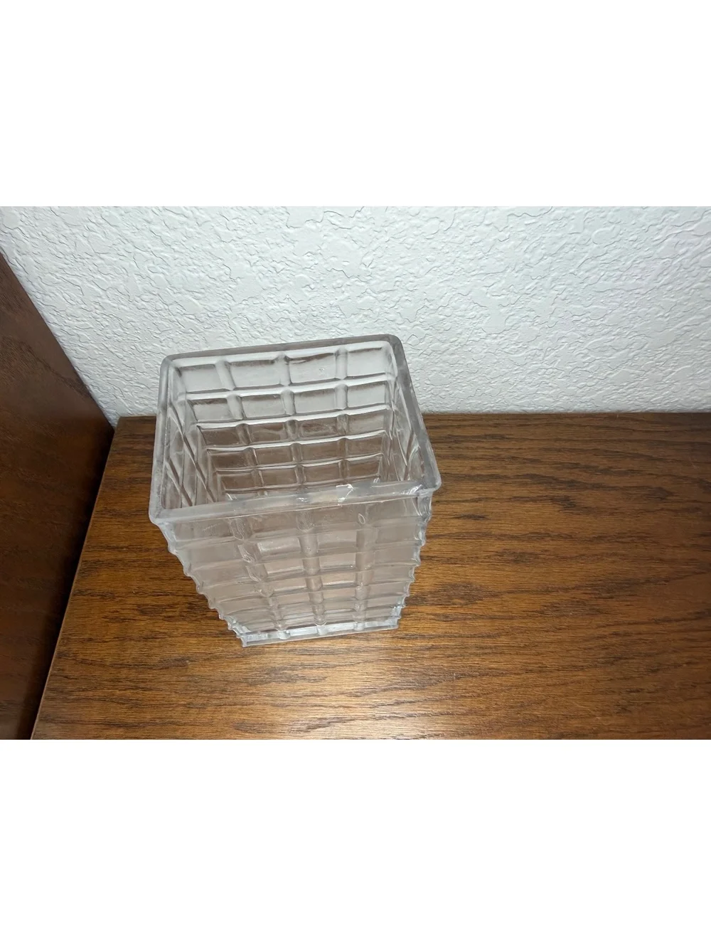Vintage Art Glass Cube Block Vase Mid Century Modern